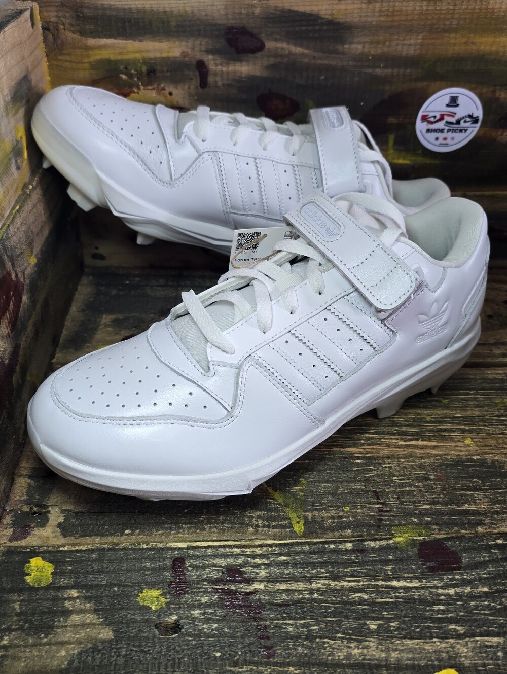 Adidas Forum TPU Baseball Cleats BSB Triple White Men's JR9613 Size 9‎ New